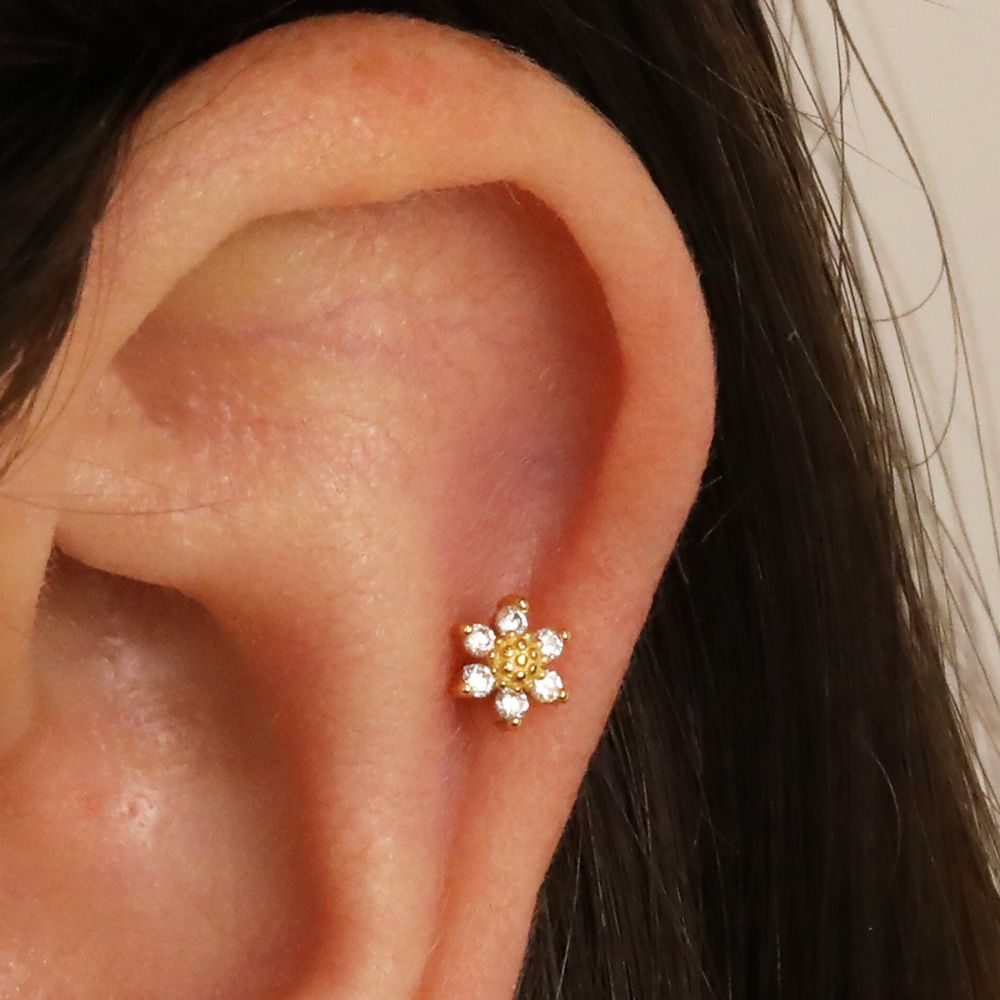 MINI SUNFLOWER CARTILAGE EARRINGS (PAIR)