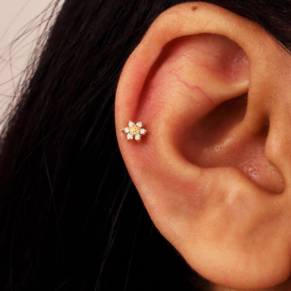MINI SUNFLOWER CARTILAGE EARRINGS (PAIR)