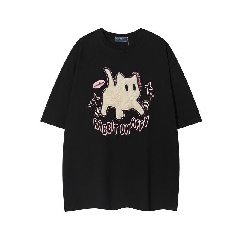 "Rabbit & Cat Happy" Oversize Men's Tee
