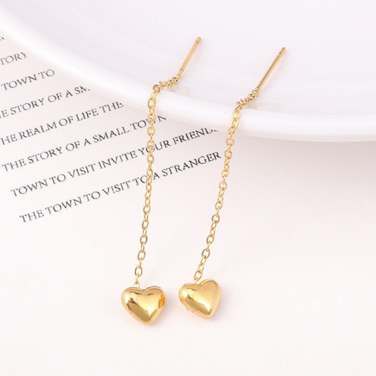HEART TASSEL EARRINGS (PAIR)