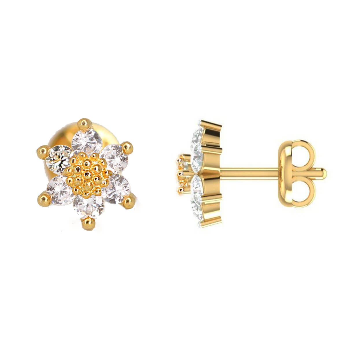 MINI SUNFLOWER CARTILAGE EARRINGS (PAIR)